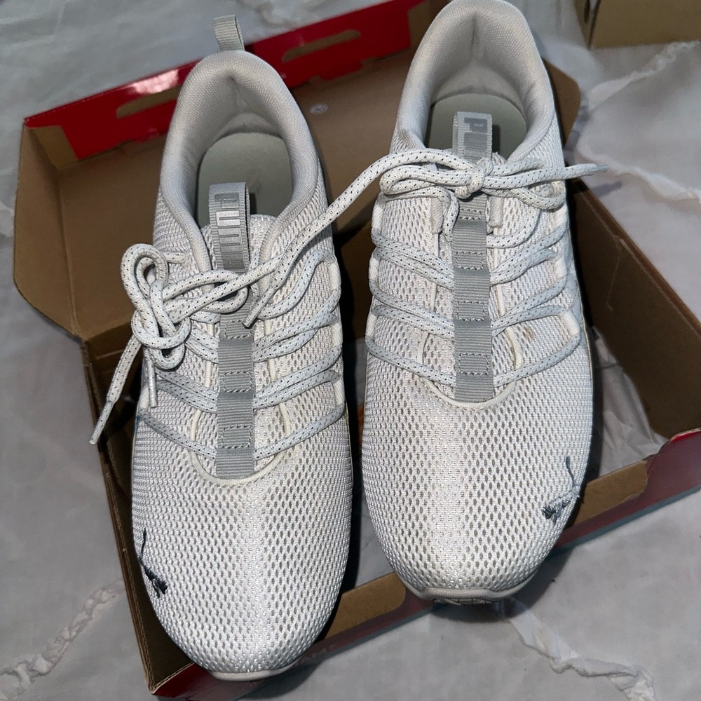 Puma White Mesh Sneakers